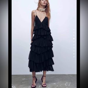 ZARA MIDI DRESS WITH RUFFLES